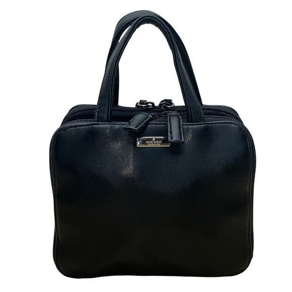Nine West Women’s Black Faux Leather Double Zip Compact Mini Tote Handbag - Picture 1 of 12